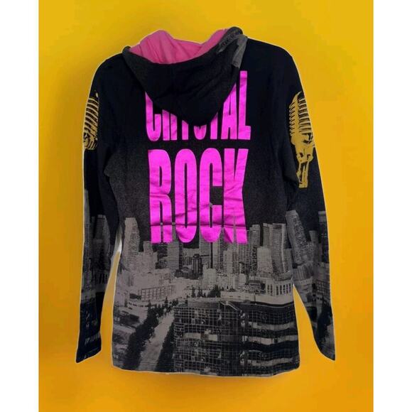 Crystal Rock Jacket XS Y2K Hip Hop Rhinestone Hoodie Christian Audigier A117 - Picture 2 of 8